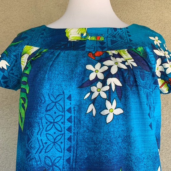 🌺”Royal Hawaiian” Vintage Barkcloth Muumuu Dress - Picture 8 of 8